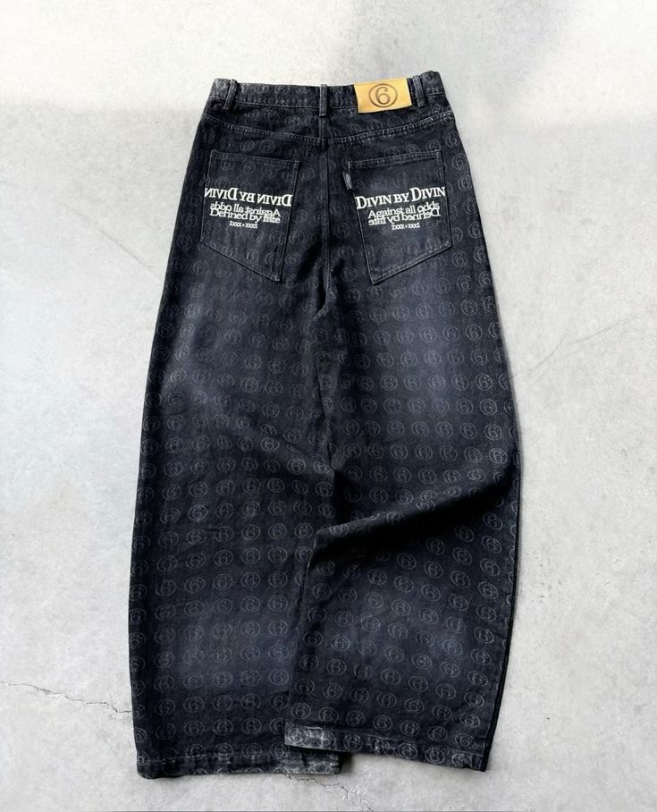 MONOGRAM PRINT BAGGY DENIM